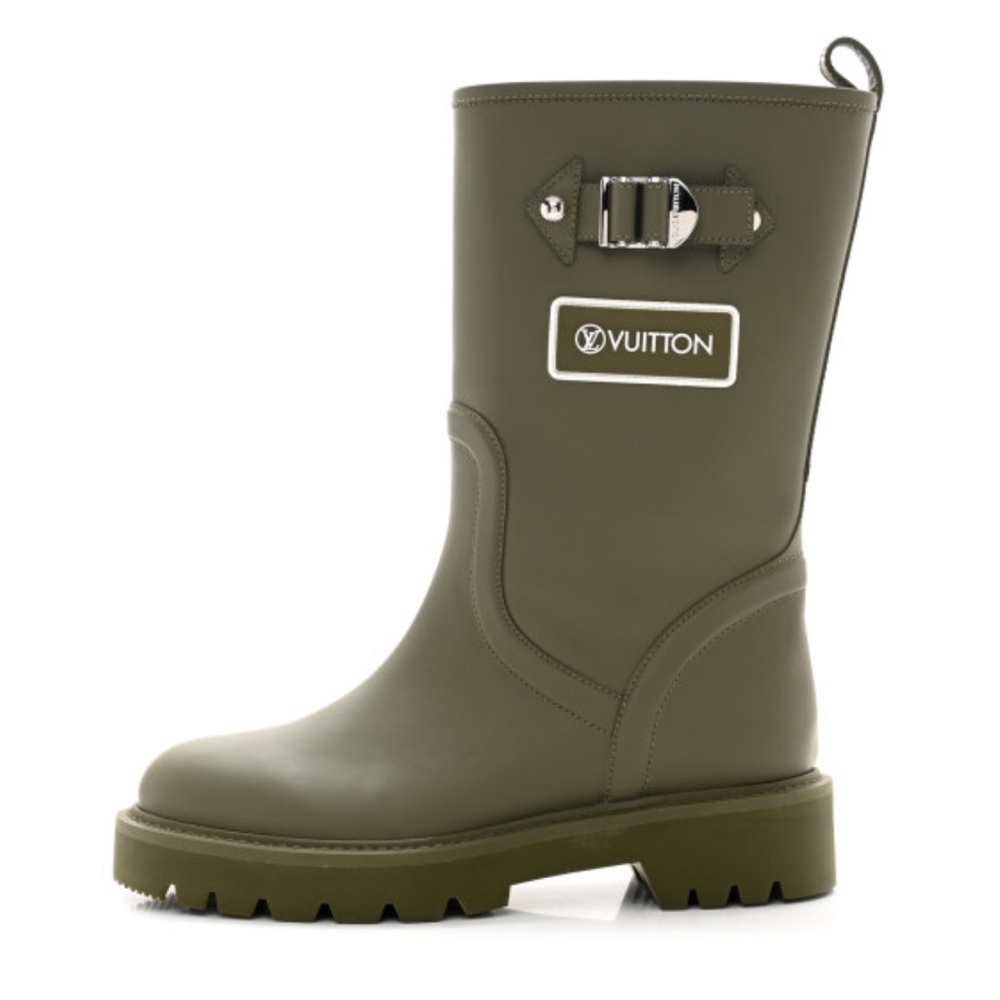 Louis Vuitton Territory Flat Khaki Rubber Boots